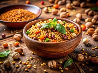 Fototapeta premium High-Fiber High-Protein Foods: Lentils, Quinoa, Chickpeas, Nuts & Seeds