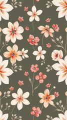 Fototapeta premium Elegant Watercolor Flowers Seamless Background Design