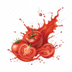 abstract 3d Splashes of tomato ketchup or red liquid tomato juice isolated on white background