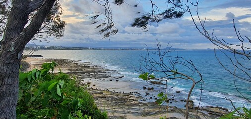 Late afternoon beach view