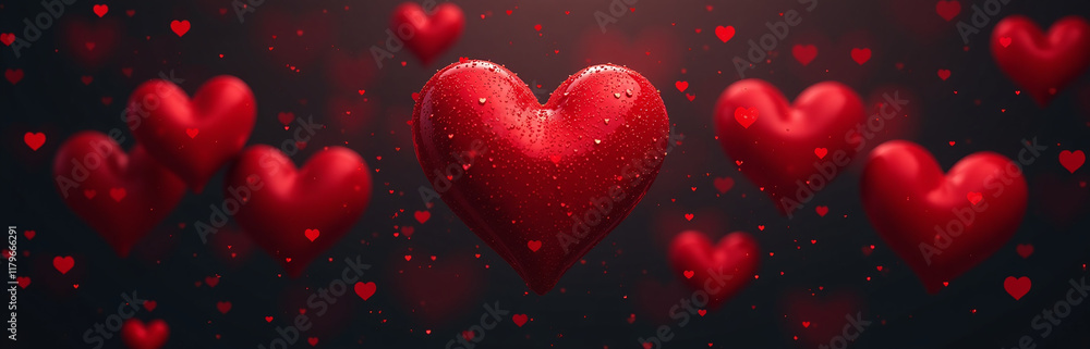 Aufkleber A Dramatic Background Of Intertwined Red And Black Hearts Creates A Striking Visual Effect And Evokes Strong Emotions Instantly Everywhere. 00003
