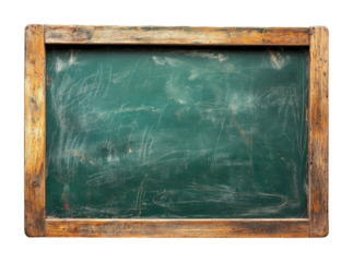 Chalkboard background for education classroom clean environment straight view learning concept isolated on transparent background png
