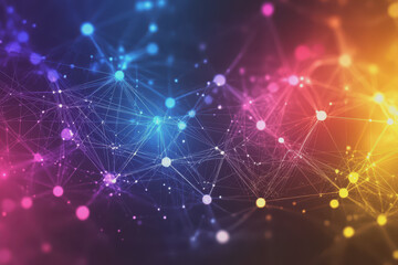 A beautiful Abstract digital technology background with colorful network connection lines.