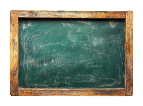Chalkboard background for education classroom clean environment straight view learning concept isolated on transparent background png