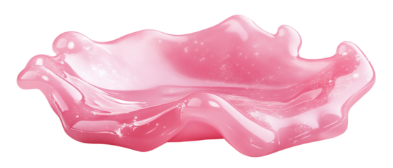 Glossy pink gel splash with a wavy texture, isolated on transparent cutout background
