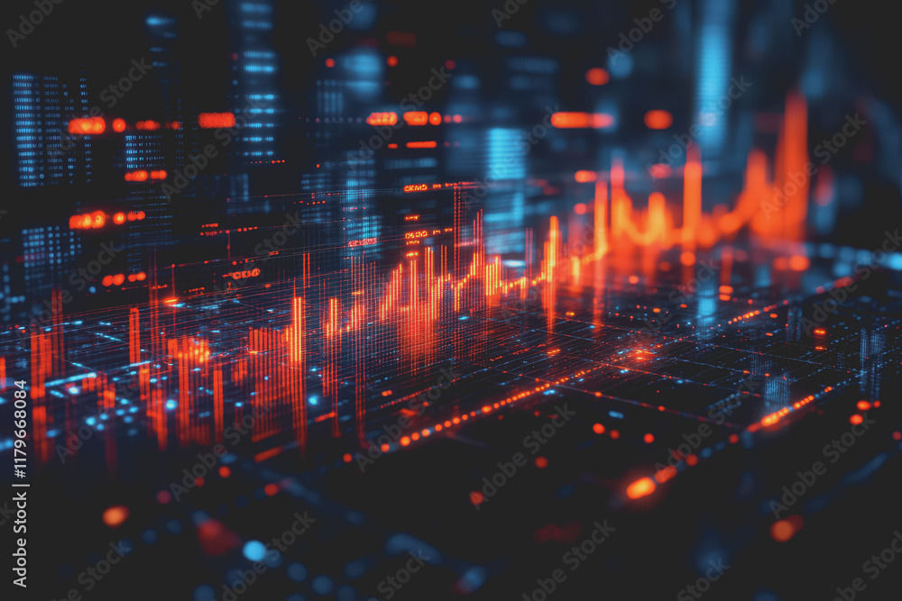 Poster abstract background digital data financial investment and trading graph chart.