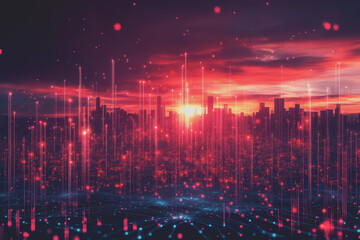 Fototapeta premium Abstract background Digital data financial investment and trading graph chart.