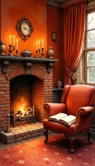 Warm living room featuring a cozy fireplace, comfortable armchair, and a welcoming atmosphere