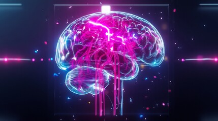 Obraz premium Vibrant 3D Render of a Glowing Human Brain: Intricate Vascular System, Futuristic Style. AI Generated