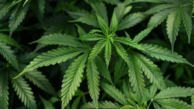 close up of marijuana plant leaves 