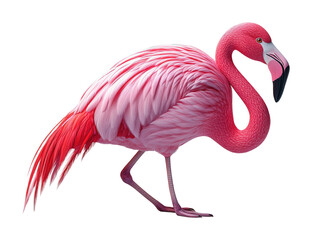 Obraz premium Vibrant flamingo animation in pink tones tropical paradise digital high fidelity playful concept isolated on transparent background png