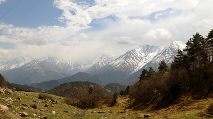 A stunning panoramic view of a mountainous landscape