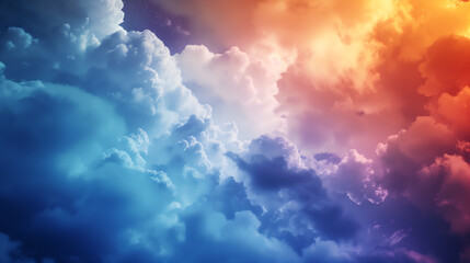 Fototapeta premium Dreamy Sky Illustration with Colorful Clouds at Sunset, Perfect for Backgrounds and Inspirational Designs