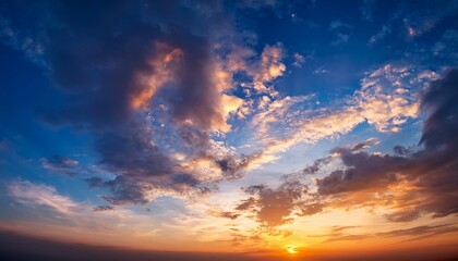 Obraz premium Beautiful sunset sky. Nature sky backgrounds. Generated image