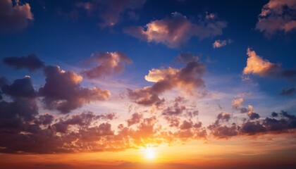 Fototapeta premium Beautiful sunset sky. Nature sky backgrounds. Generated image