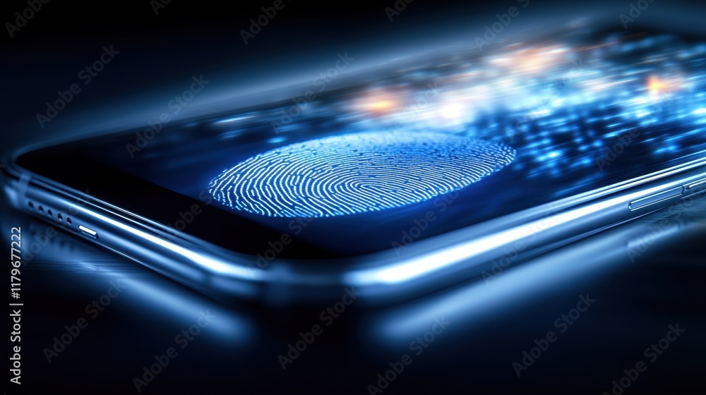 Poster closeup of smartphone screen showcasing fingerprint mark illustrating everyday technology usage and 