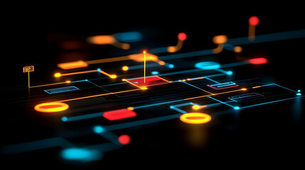 Abstract 3D Neon Circuit Background
