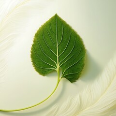 Fototapeta premium A photograph of a single green leaf on a white background