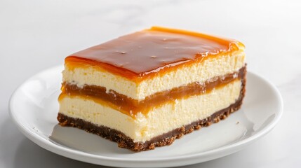 Slice of caramel cheesecake