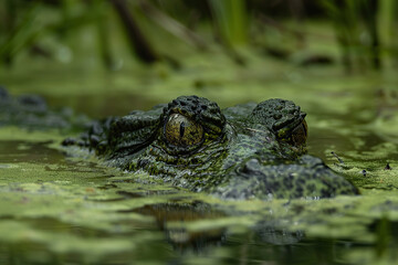 Obraz premium Terrifying scary sea monster in dark depths of deep blue ocean, abstract vivid composition consists of fictional unreal fantastic vision on background