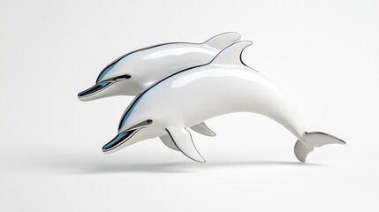 Fototapeta premium Two Playful Dolphins Swimming Together in a Modern Style Design