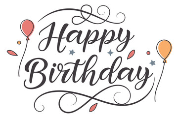 Happy birthday' Hand written Calligraphy typography front Illustration G.eps