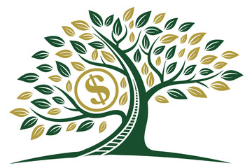 Naklejka premium Money and tree logo white background C.eps