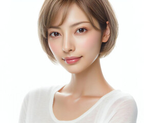 白いTシャツの美女
