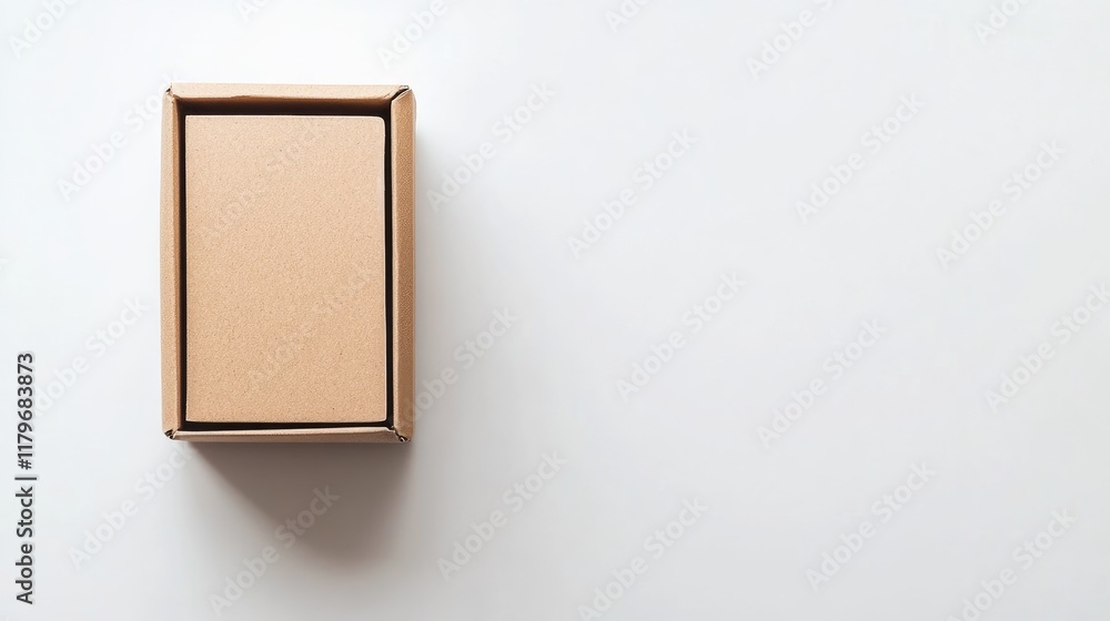 Poster brown cardboard box of 30 capsules on a white background with ample empty space for text and product