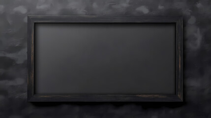 Black rectangular, horizontal, wooden, empty, shadowless frame on transparent background. Shadowmoss. Illustration