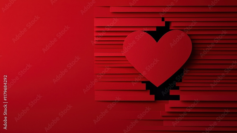 Poster bold red heart design with abstract textures for passionate visual concepts and marketing needs