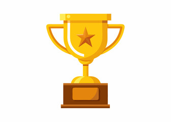 Golden Trophy Cup with Star Emblem – Award Symbol for Achievement and Success