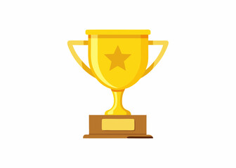 Golden Trophy Cup with Star Emblem – Award Symbol for Achievement and Success