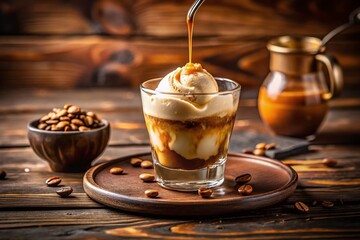 Indulgent Italian Affogato: Espresso & Vanilla Gelato Dessert in Glass