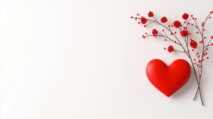 Romantic Heart and Red Flower Arrangement for Love and Affection Expression