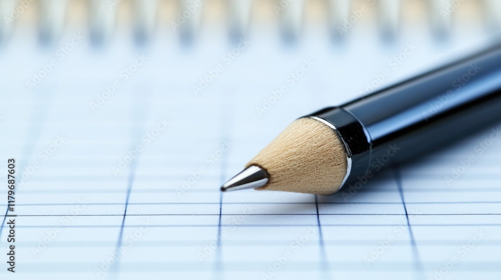 Poster business planning and strategy development concept with pen on notepad and graph paper for creative 
