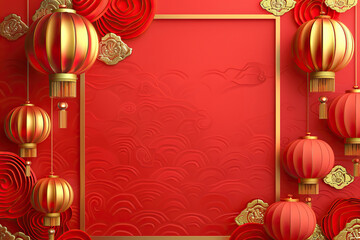 Beautiful holiday composition for happy celebrate chinese festival of lanterns, abstract vivid composition consists of fictional unreal fantastic vision on background