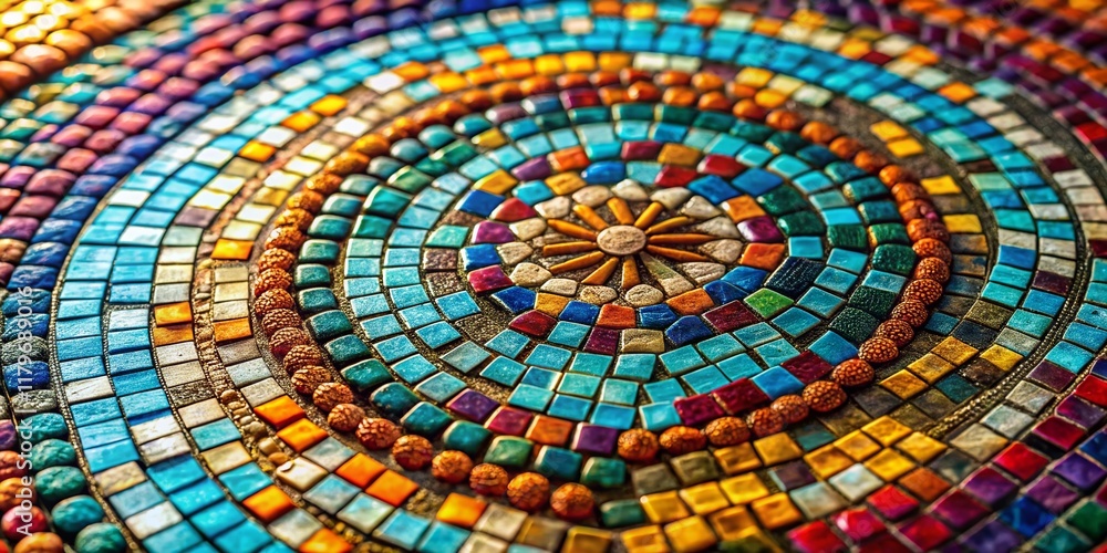 Poster intricate close-up: nested mosaic textures, abstract art background