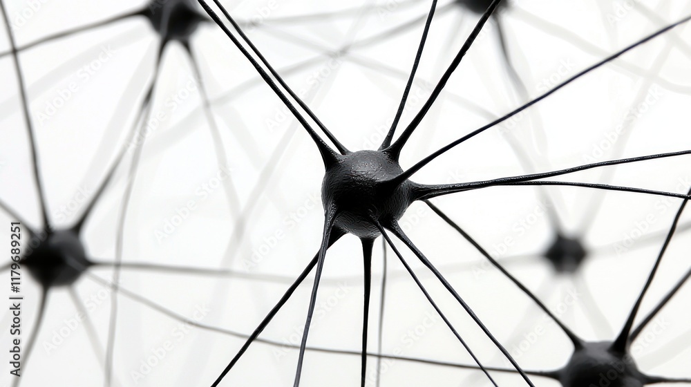 Aufkleber abstract neural network: a black and white representation of interconnected nodes