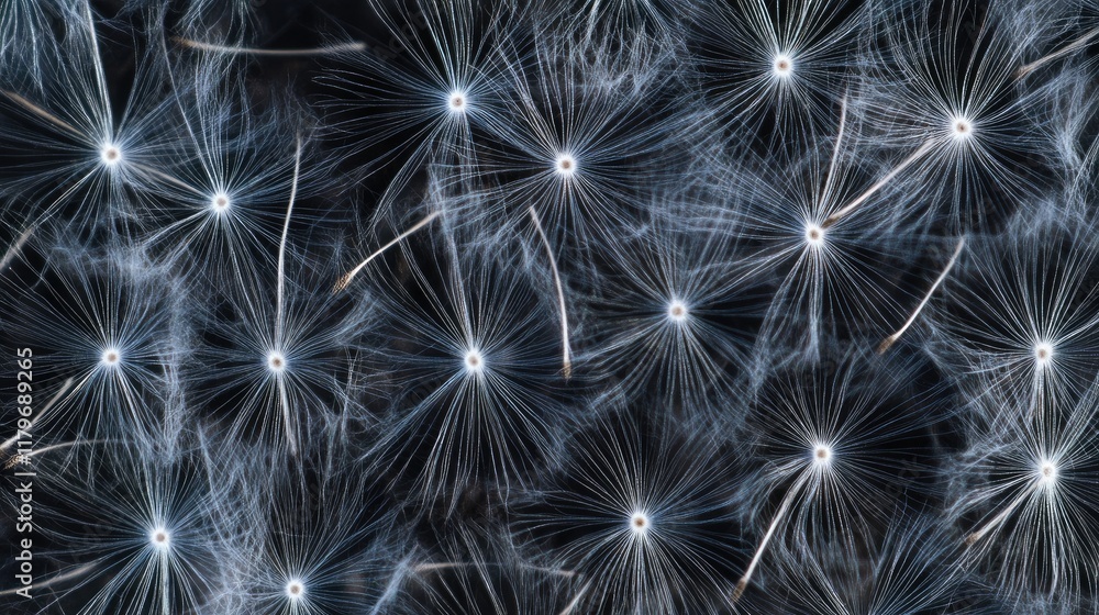 Aufkleber dewdrops glistening on dandelion seeds creating a delicate and enchanting macro background texture