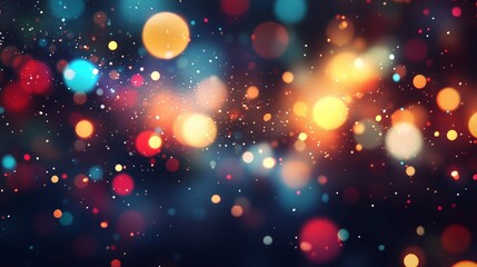 Colorful bokeh light effects with glowing abstract particles
