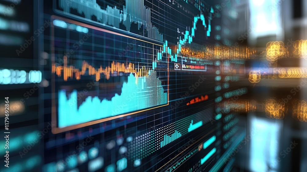 Aufkleber Digital Financial Chart with Data Visualization and Graphical Elements in a Modern Trading Environment