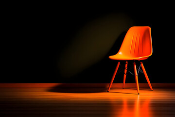 rustikaler Stuhl, Holzstuhl, minimalistisches Interieur, grüne Wand, Licht und Schatten, Sonnenlicht im Raum, Vintage-Stil, ländliches Design, rustikale Einrichtung, alter Holzstuhl, minimalistisches 