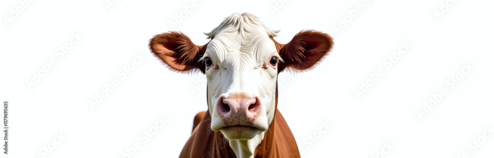 Aufkleber a cow with a surprised expression is isolated against a clean white background in a simple yet strik