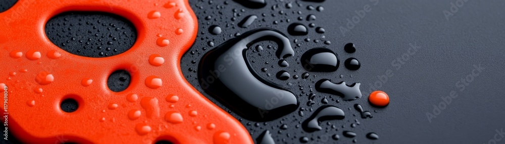 Poster abstract liquid forms: red and black. a captivating close-up of vibrant red and deep black liquids, 