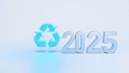 Recycling symbol and the year two thousand twenty five