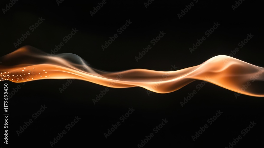 Poster candle flame close up with soft glow and smoke trails on a dark background creating a serene and ele
