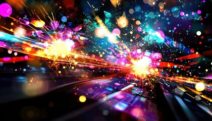 Fototapeta premium Vibrant Abstract Light Trails Energy Burst Colorful Background