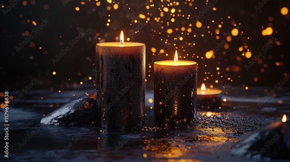 Aufkleber candlelight ambiance with melting candles and glowing sparks creating a serene atmosphere for variou