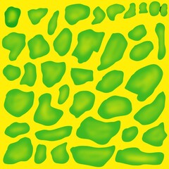 Yellow abstract illustration background with green leopard spotted pattern.